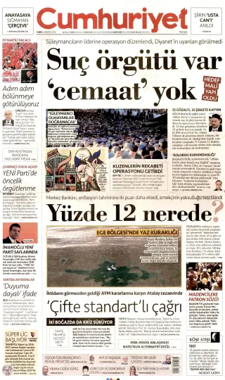 Cumhuriyet manşeti